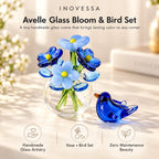 Miniature Glass Decor Set Handmade Vase & Bird