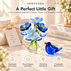 Miniature Glass Decor Set Handmade Vase & Bird