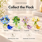 Miniature Glass Decor Set Handmade Vase & Bird
