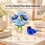 Miniature Glass Decor Set Handmade Vase & Bird