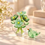 Miniature Glass Decor Set Handmade Vase & Bird