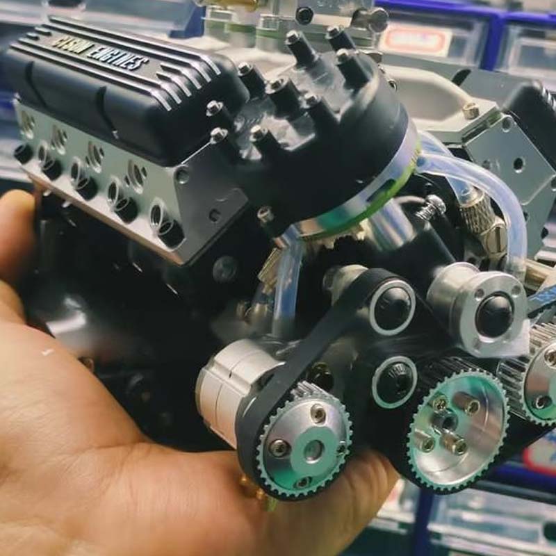 Miniature V8 Engine Kit Gasoline-Powered CNC-Machined Metal