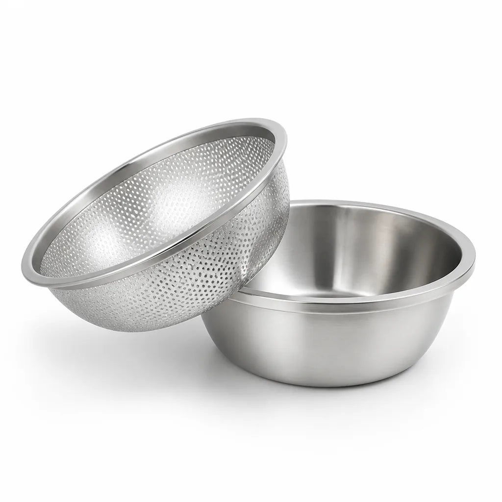 Mixing Bowl & Colander 304 Stainless Steel Fine-Mesh Dishwasher-Safe