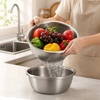 Mixing Bowl & Colander 304 Stainless Steel Fine-Mesh Dishwasher-Safe