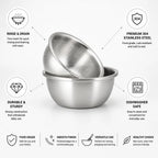 Mixing Bowl & Colander 304 Stainless Steel Fine-Mesh Dishwasher-Safe