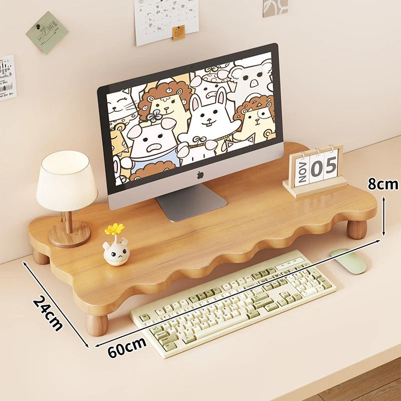 Monitor Riser Solid Wood Tiered Storage Cable Management