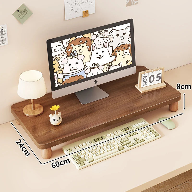 Monitor Riser Solid Wood Tiered Storage Cable Management