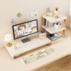 Monitor Riser Solid Wood Tiered Storage Cable Management