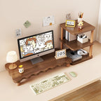 Monitor Riser Solid Wood Tiered Storage Cable Management