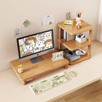 Monitor Riser Solid Wood Tiered Storage Cable Management
