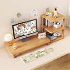 Monitor Riser Solid Wood Tiered Storage Cable Management