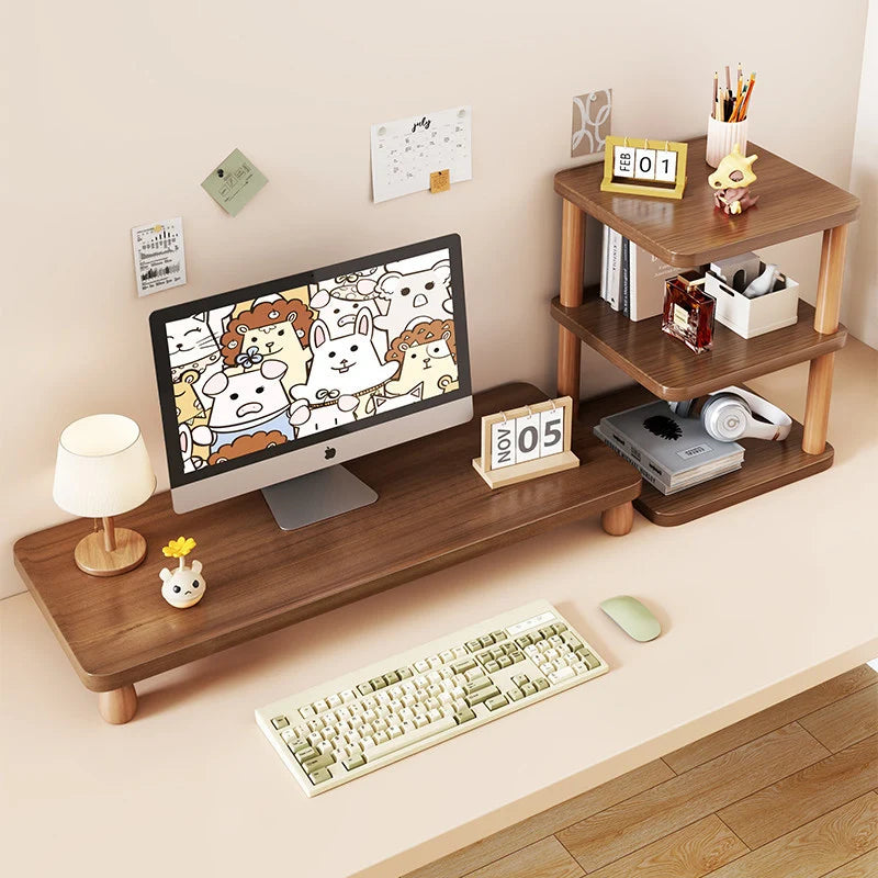 Monitor Riser Solid Wood Tiered Storage Cable Management