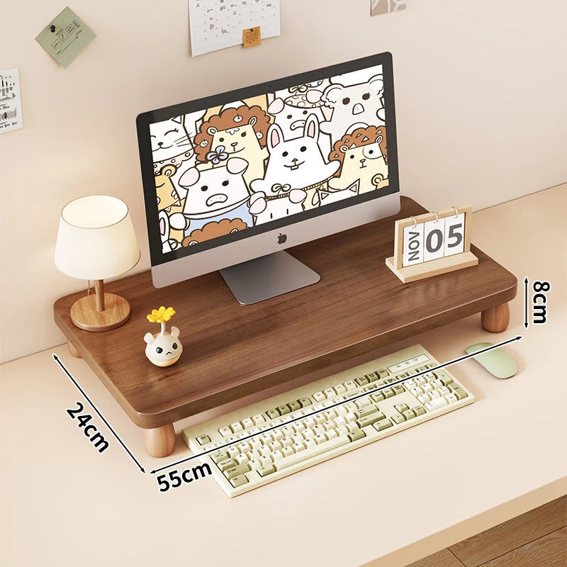 Monitor Riser Solid Wood Tiered Storage Cable Management