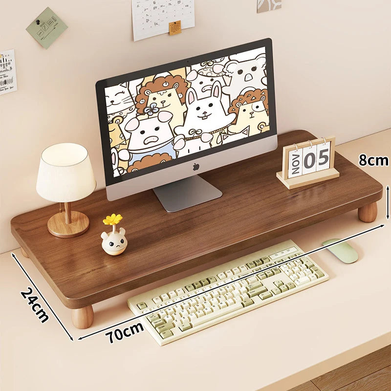 Monitor Riser Solid Wood Tiered Storage Cable Management