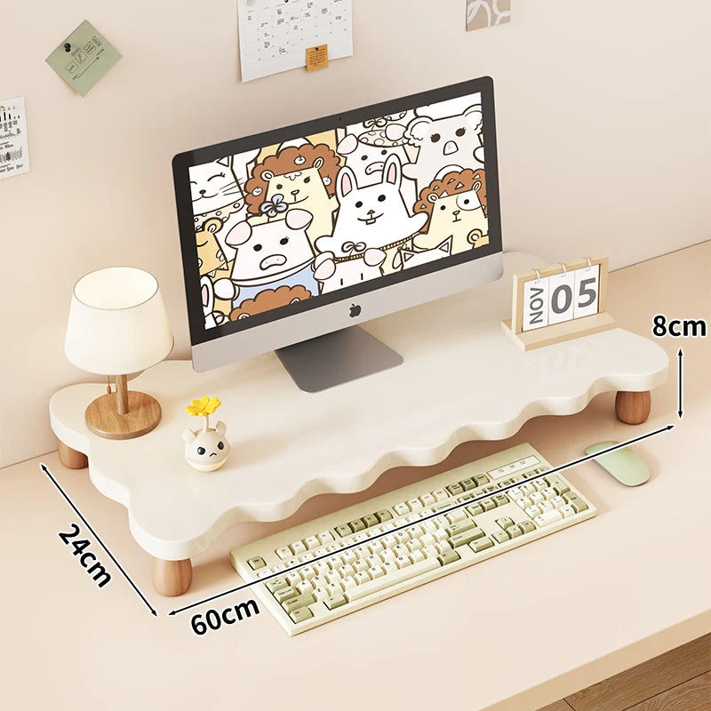 Monitor Riser Solid Wood Tiered Storage Cable Management
