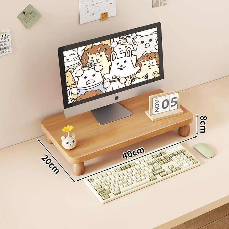 Monitor Riser Solid Wood Tiered Storage Cable Management