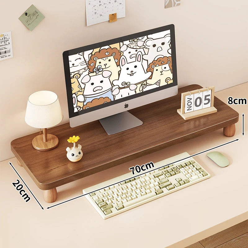 Monitor Riser Solid Wood Tiered Storage Cable Management