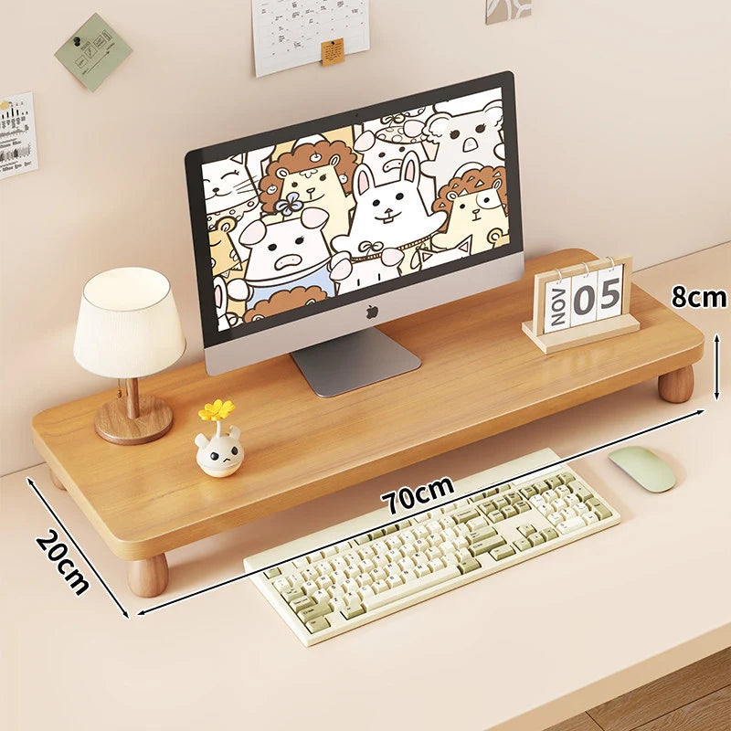 Monitor Riser Solid Wood Tiered Storage Cable Management