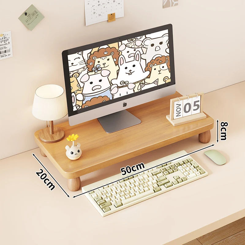 Monitor Riser Solid Wood Tiered Storage Cable Management