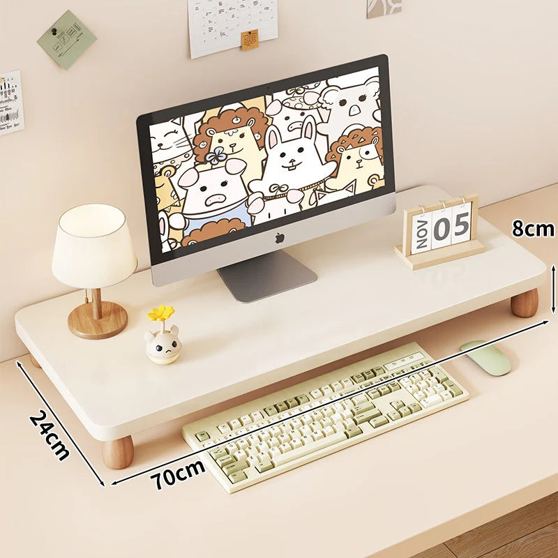 Monitor Riser Solid Wood Tiered Storage Cable Management