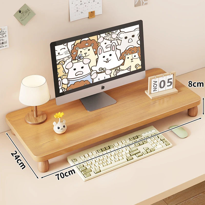 Monitor Riser Solid Wood Tiered Storage Cable Management