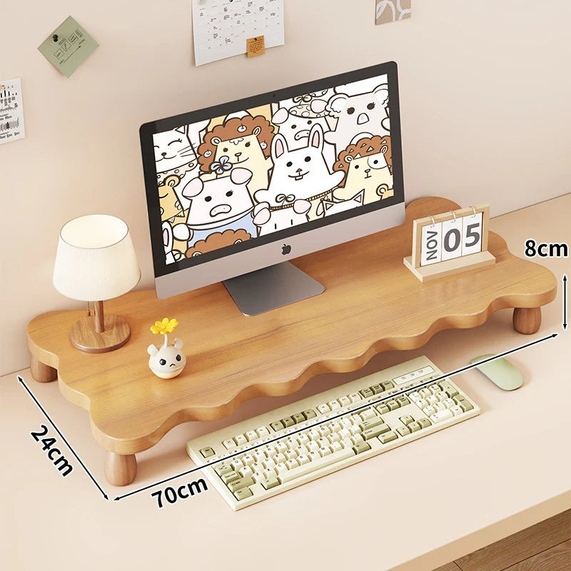 Monitor Riser Solid Wood Tiered Storage Cable Management