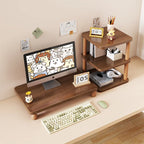 Monitor Riser Solid Wood Tiered Storage Cable Management