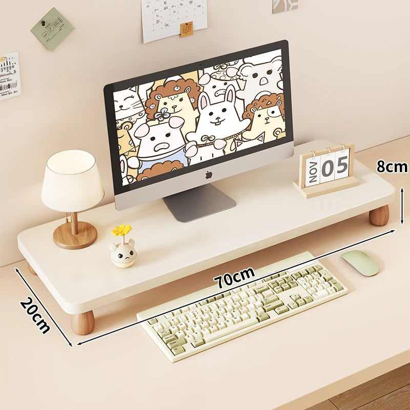 Monitor Riser Solid Wood Tiered Storage Cable Management