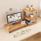 Monitor Riser Solid Wood Tiered Storage Cable Management