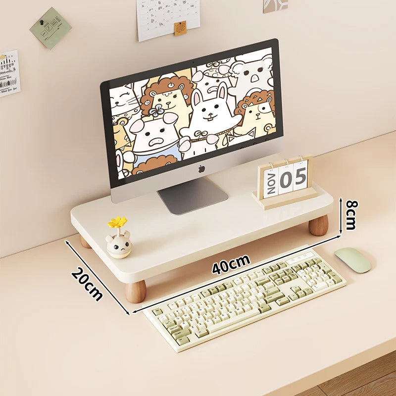 Monitor Riser Solid Wood Tiered Storage Cable Management