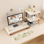 Monitor Riser Solid Wood Tiered Storage Cable Management