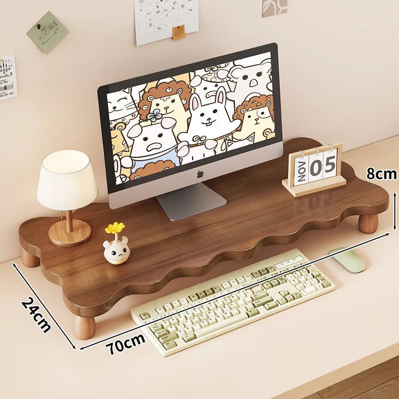 Monitor Riser Solid Wood Tiered Storage Cable Management