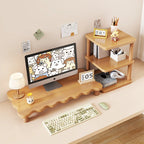 Monitor Riser Solid Wood Tiered Storage Cable Management