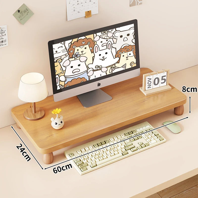 Monitor Riser Solid Wood Tiered Storage Cable Management