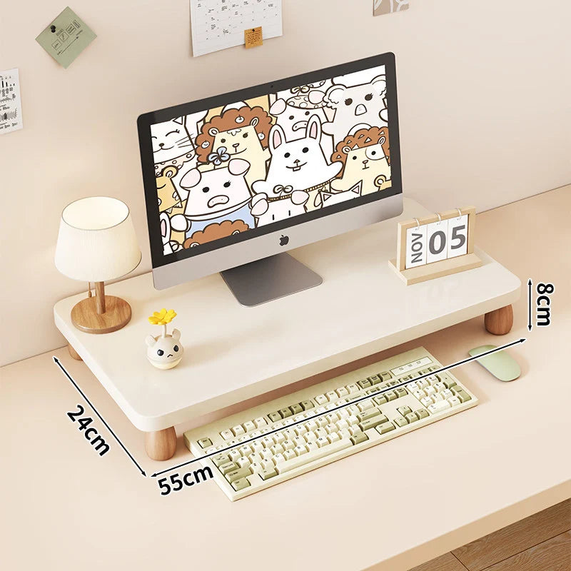 Monitor Riser Solid Wood Tiered Storage Cable Management