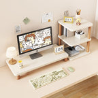 Monitor Riser Solid Wood Tiered Storage Cable Management