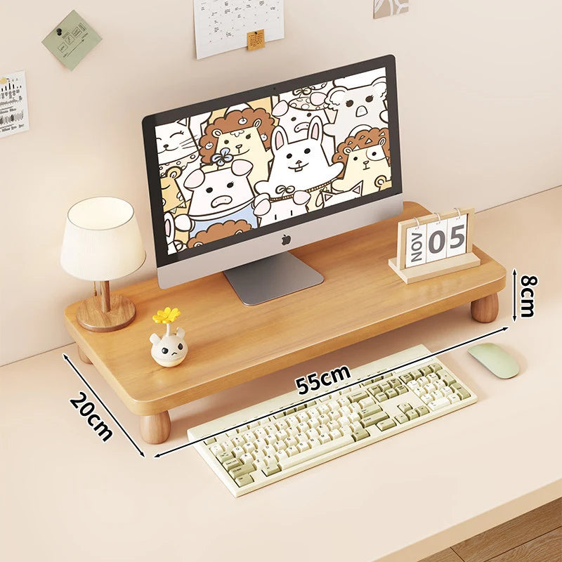 Monitor Riser Solid Wood Tiered Storage Cable Management