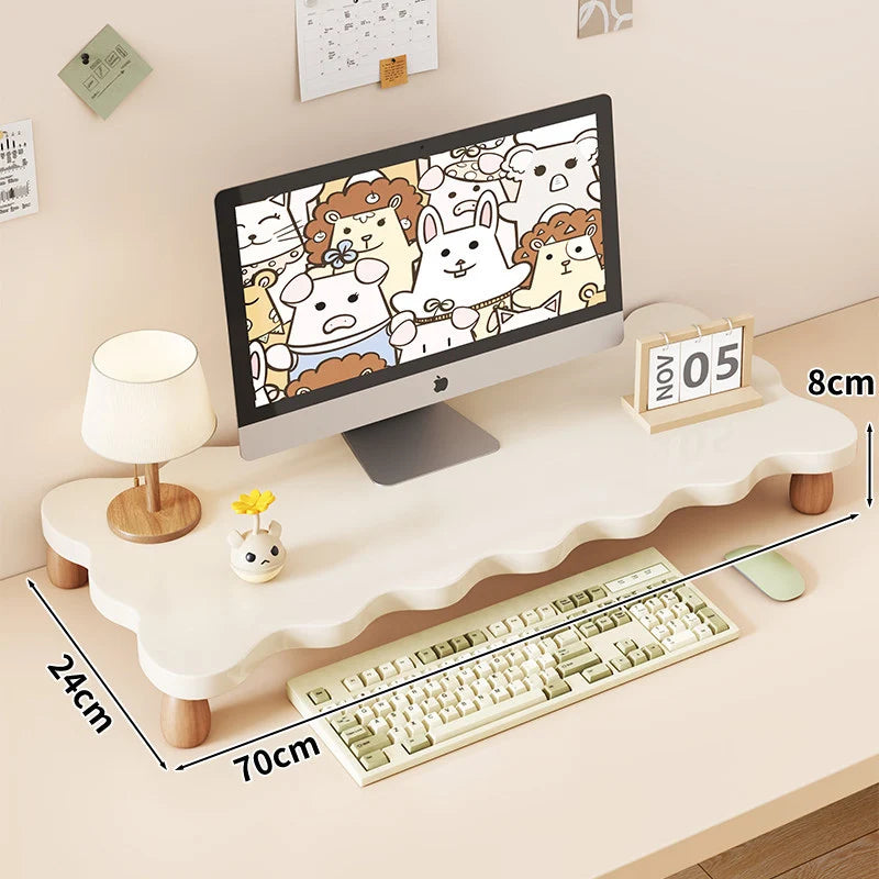 Monitor Riser Solid Wood Tiered Storage Cable Management