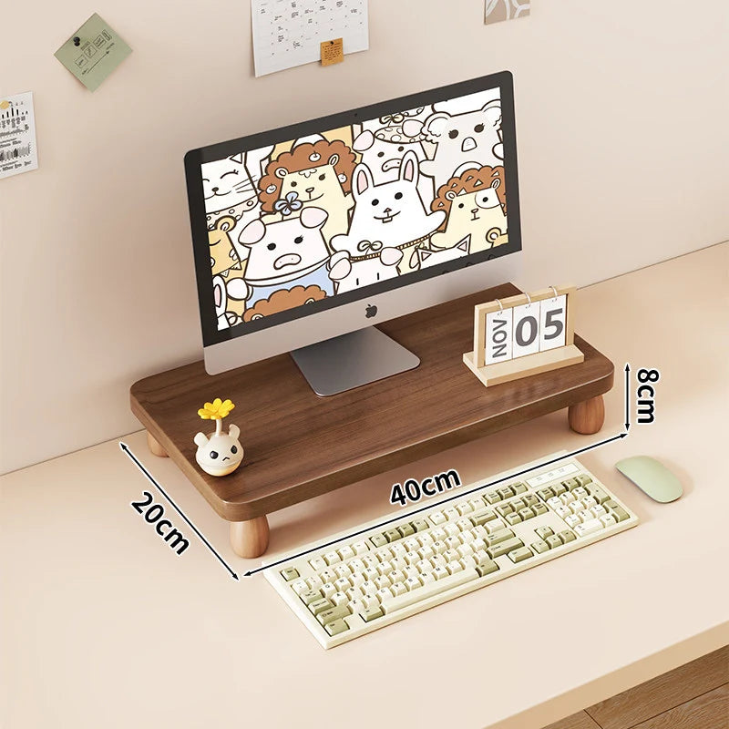 Monitor Riser Solid Wood Tiered Storage Cable Management