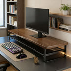 Monitor Stand Two-Tier Pull-Out Drawer MDF & Metal Frame