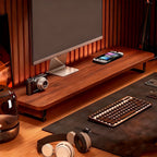 Monitor Stand Walnut Iron Cable Management