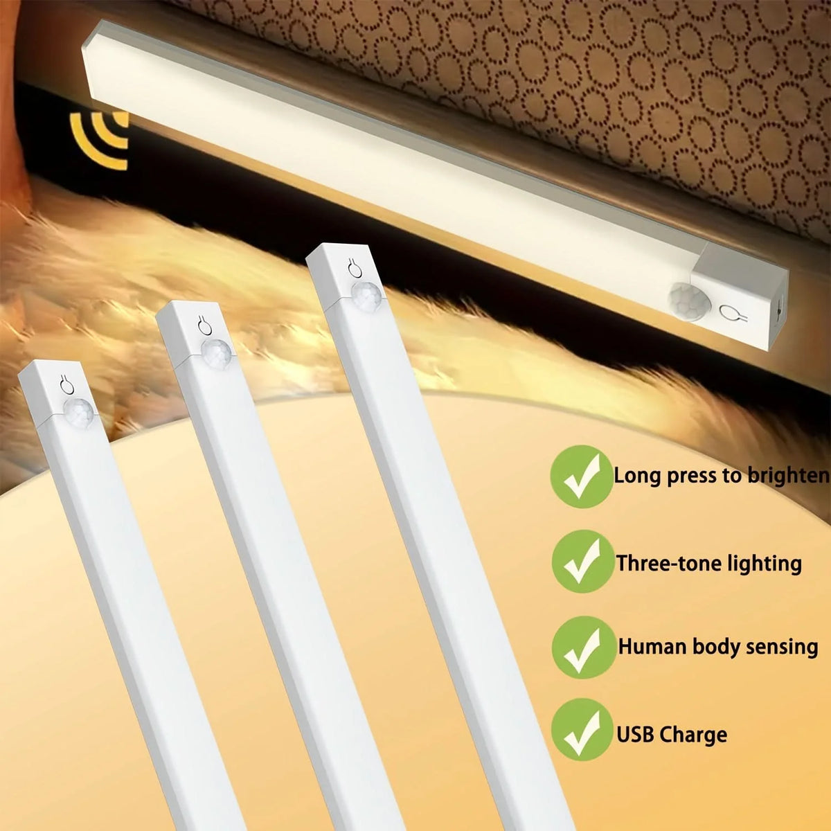 Motion Sensor Light LED USB-Rechargeable Adjustable Brightness