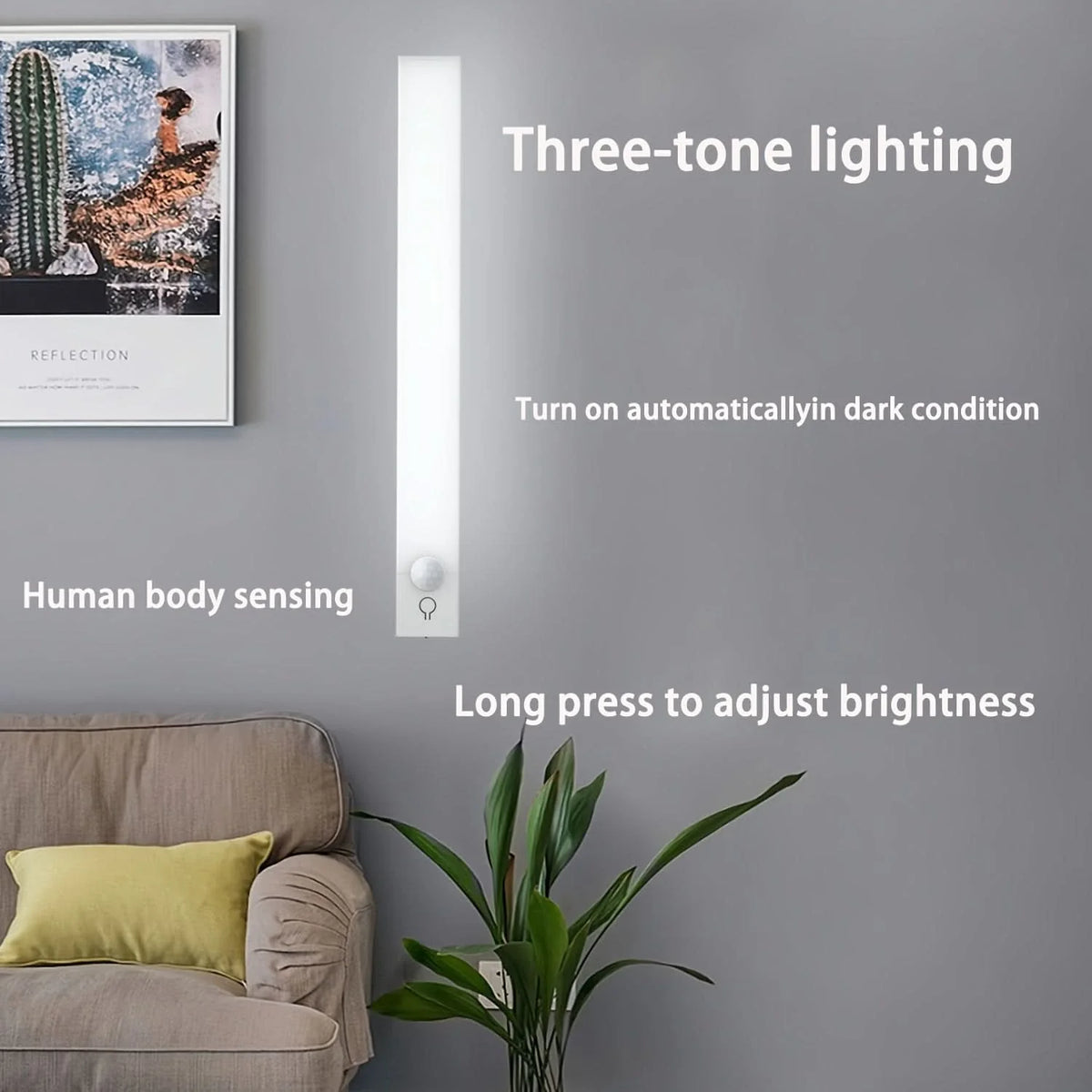 Motion Sensor Light LED USB-Rechargeable Adjustable Brightness