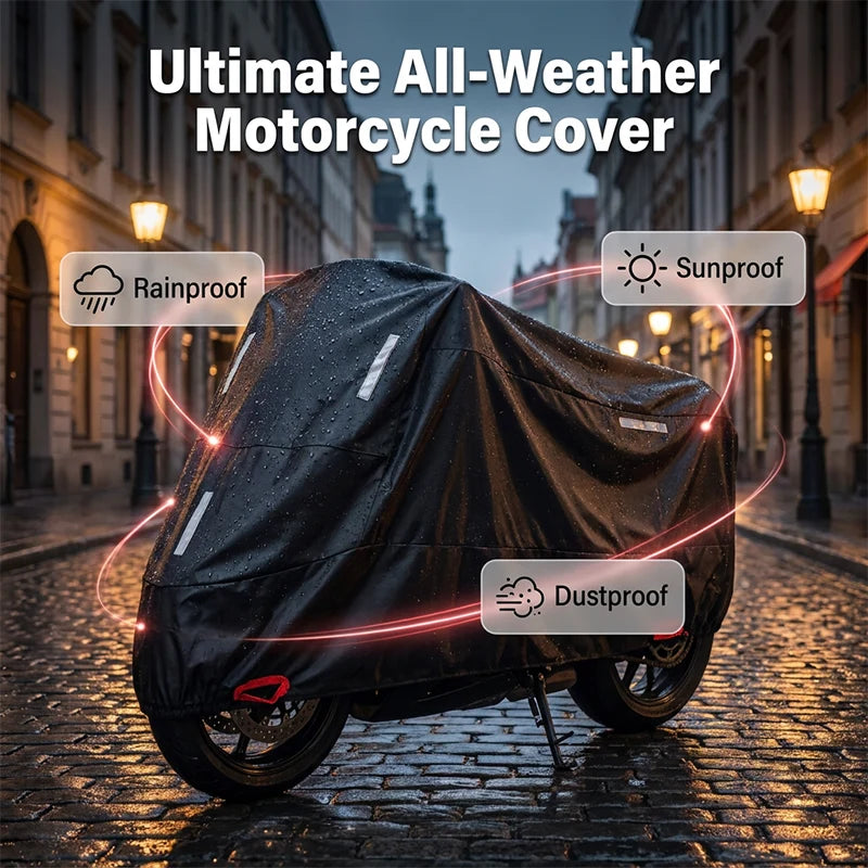 Motorcycle Cover Weather-Resistant Oxford Fabric Reflective Strips