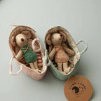 Mouse Doll Cotton-Linen With Crocheted Floral Dress