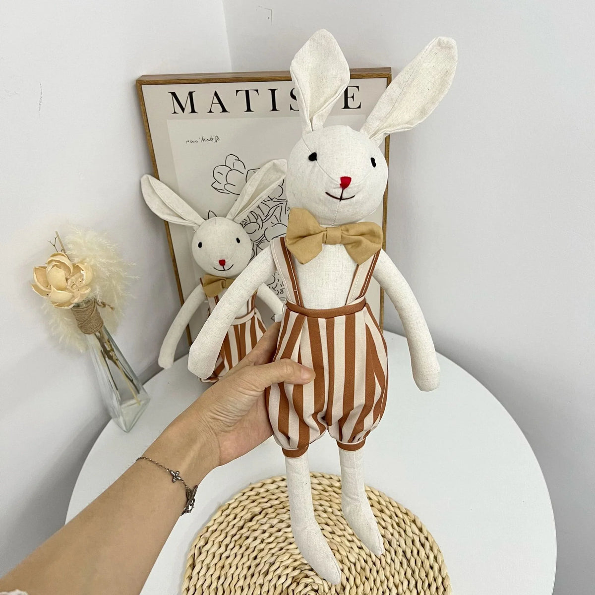 Mouse Doll Cotton-Linen With Crocheted Floral Dress