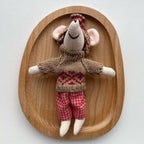 Mouse Doll Cotton-Linen With Crocheted Floral Dress