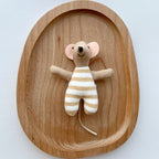Mouse Doll Cotton-Linen With Crocheted Floral Dress