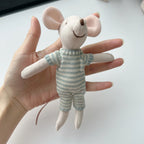 Mouse Doll Cotton-Linen With Crocheted Floral Dress