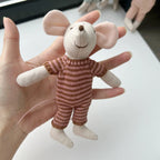 Mouse Doll Cotton-Linen With Crocheted Floral Dress